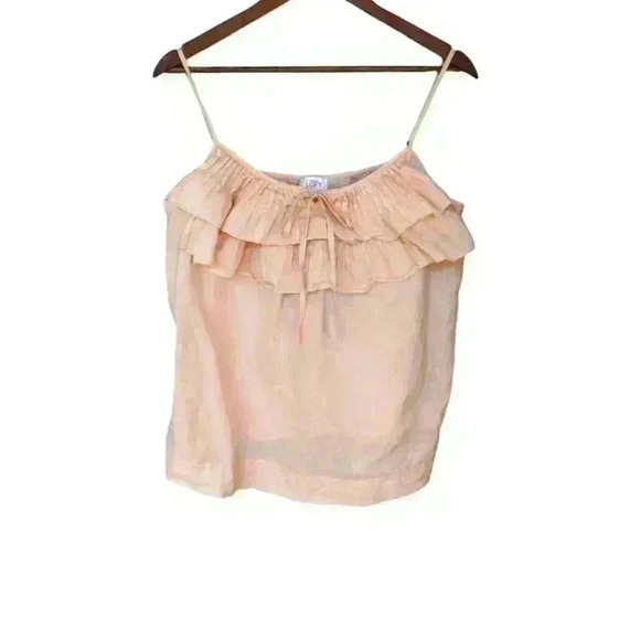 Ann Taylor Loft Strappy Ruffled Linen Blend Top - Picture 1 of 5